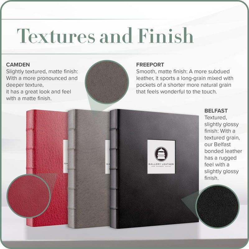 Gallery Leather 3 Ring Binder with Plastic Sleeves  Includes 10 Sheets  Sheet Size: 8.5"" x 11"" - Presentation Binder Rings with Window and Hubbed Spine  Thick: 0.75"" Freeport Black - Image 3